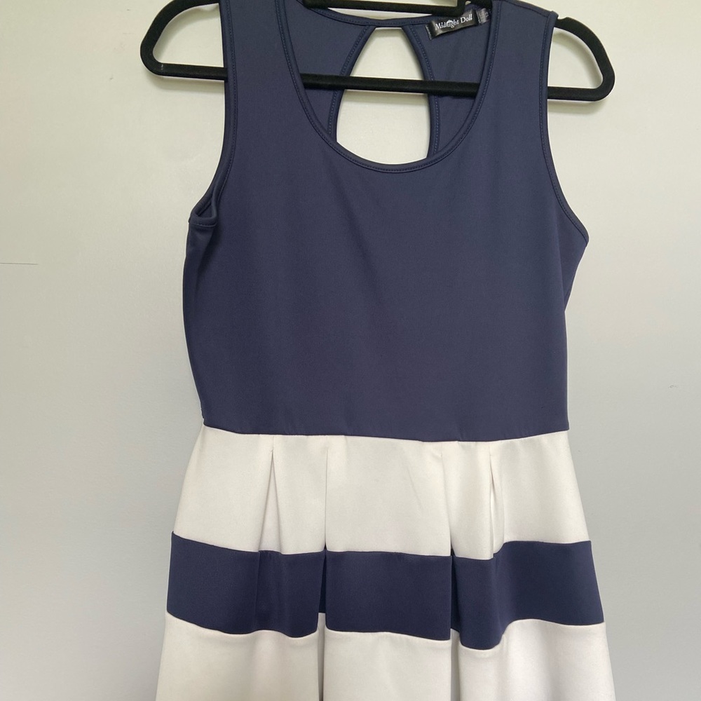 Midnight Doll Navy Fit & Flare Dress Sz 13